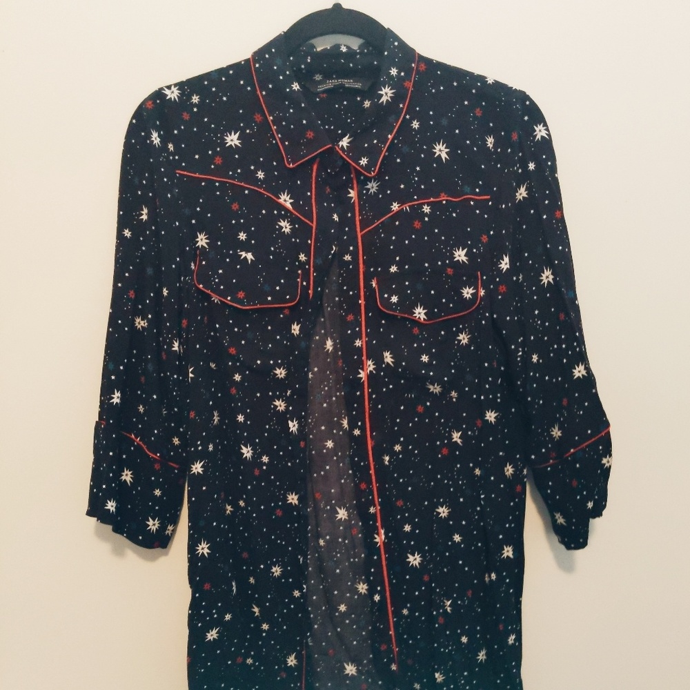 zara button up star dress